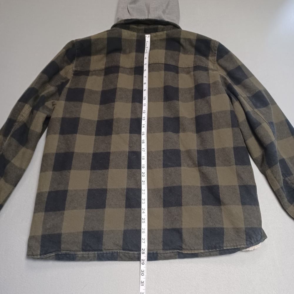 Levi's Shirt Jacket Mens XL Green Buffalo Plaid Sherpa Lined Hooded Flan Shacket - Picture 5 of 15